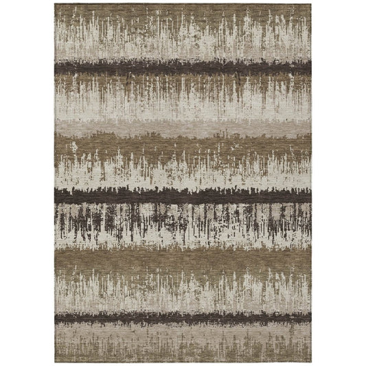 LOOMLAN Rugs Nyelle Brown Washable Indoor-Outdoor Rug