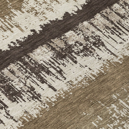LOOMLAN Rugs Nyelle Brown Washable Indoor-Outdoor Rug