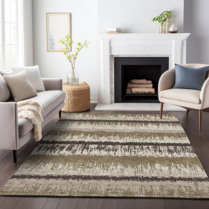 LOOMLAN Rugs Nyelle Brown Washable Indoor-Outdoor Rug