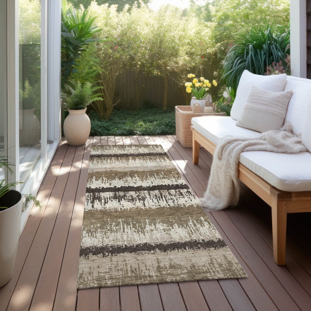 LOOMLAN Rugs Nyelle Brown Washable Indoor-Outdoor Rug