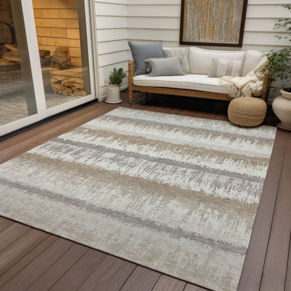 LOOMLAN Rugs Nyelle Ivory Washable Indoor-Outdoor Rug