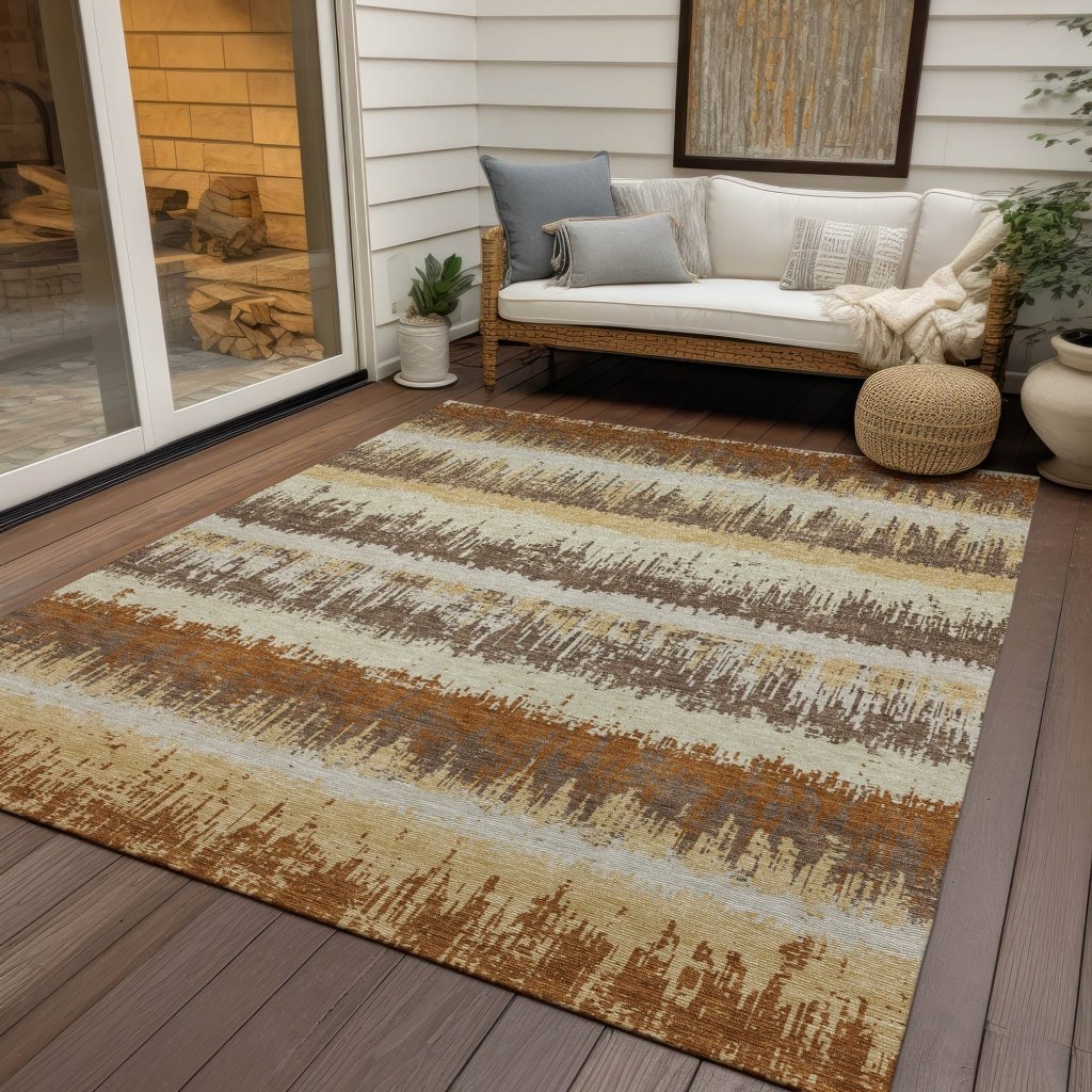 LOOMLAN Rugs Nyelle Mocha Washable Indoor-Outdoor Rug