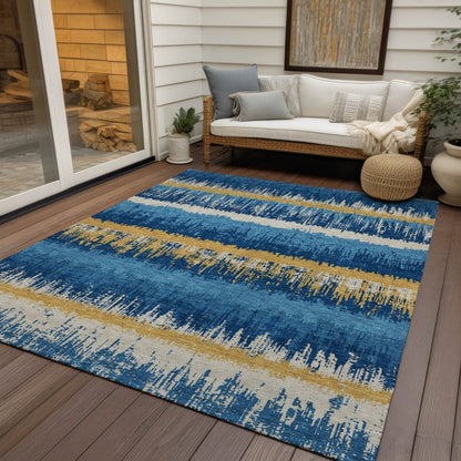 LOOMLAN Rugs Nyelle Navy Washable Indoor-Outdoor Rug