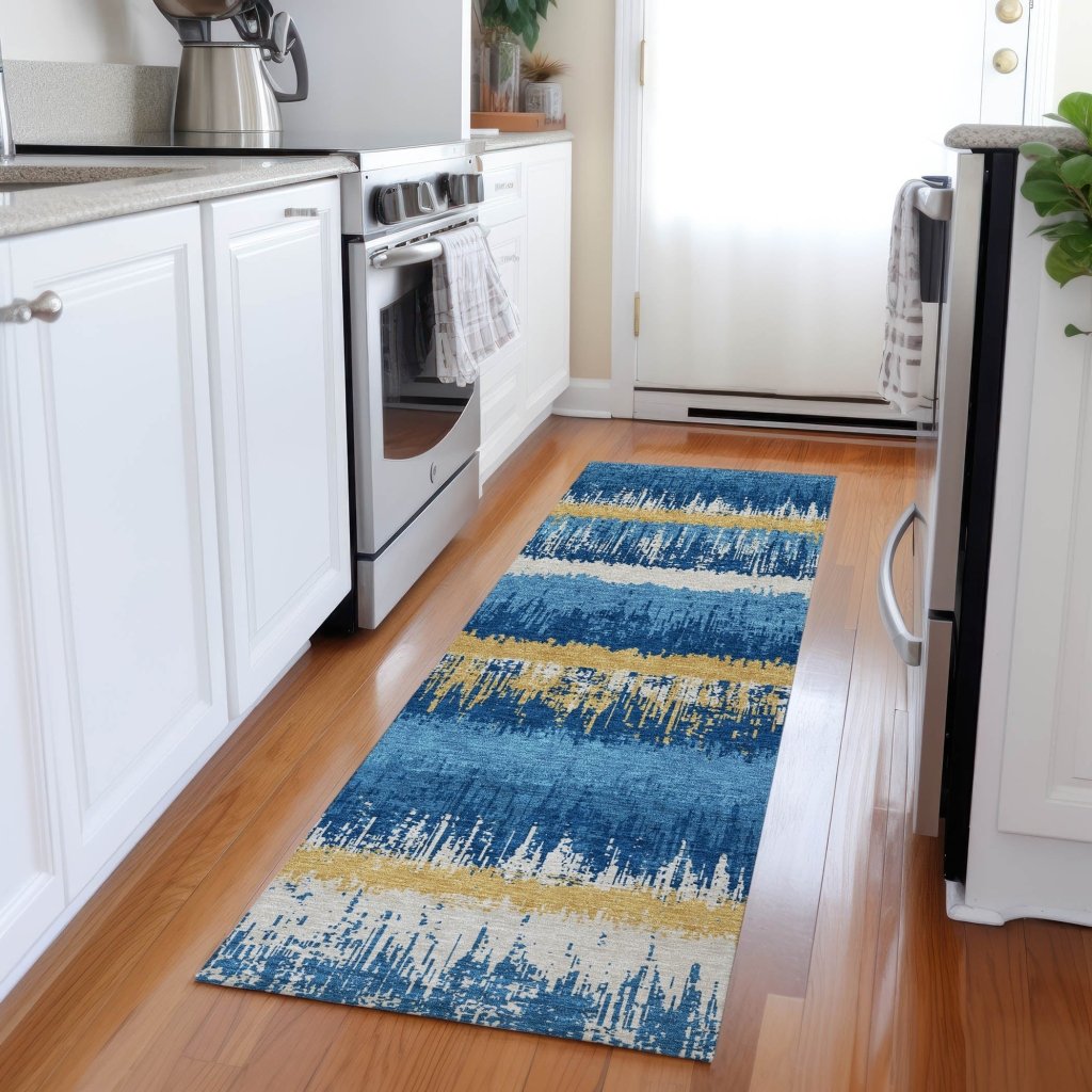 LOOMLAN Rugs Nyelle Navy Washable Indoor-Outdoor Rug