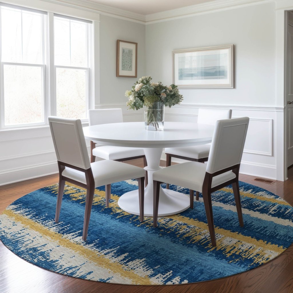 LOOMLAN Rugs Nyelle Navy Washable Indoor-Outdoor Rug