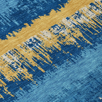 LOOMLAN Rugs Nyelle Navy Washable Indoor-Outdoor Rug