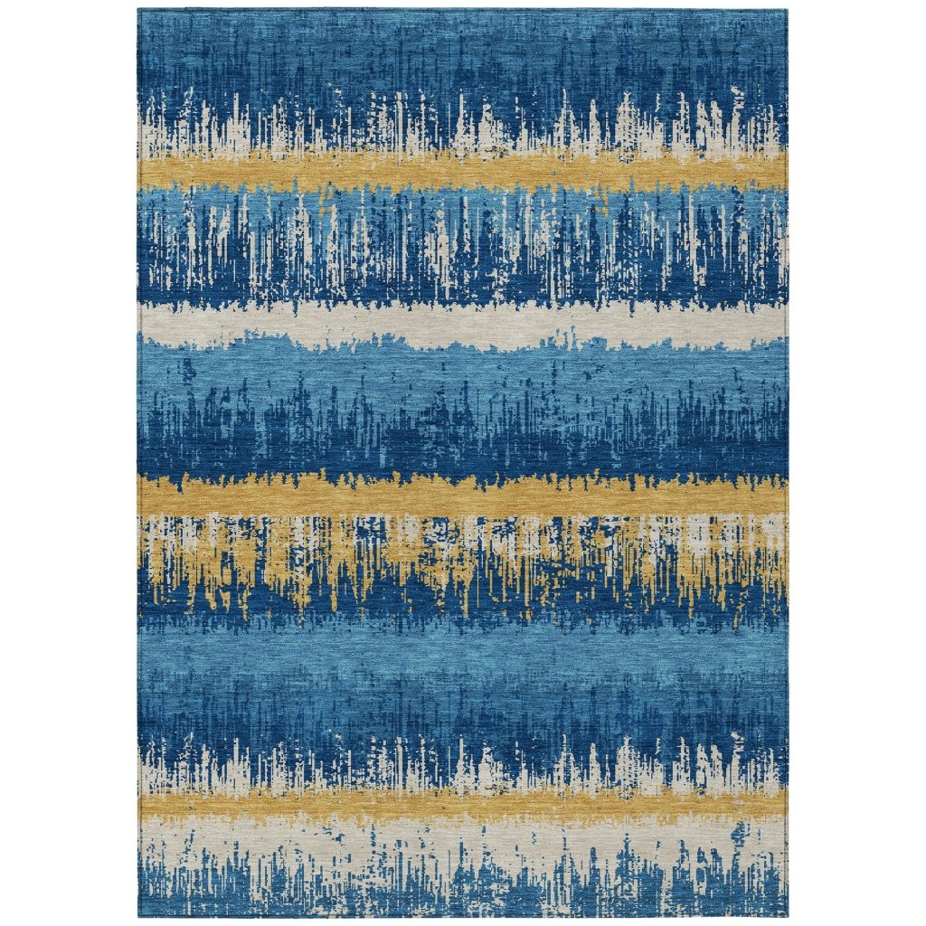 LOOMLAN Rugs Nyelle Navy Washable Indoor-Outdoor Rug
