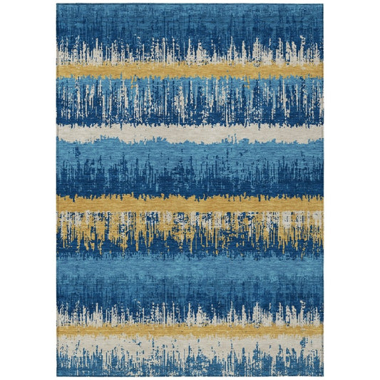 LOOMLAN Rugs Nyelle Navy Washable Indoor-Outdoor Rug