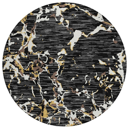 LOOMLAN Rugs Oceana Black Washable Indoor-Outdoor Rug