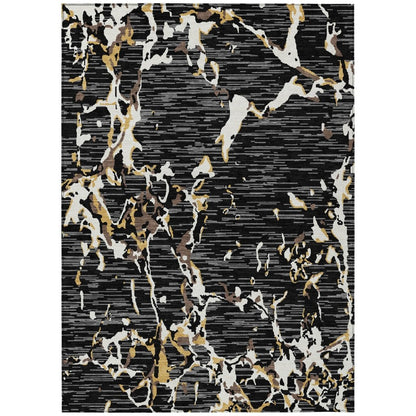 LOOMLAN Rugs Oceana Black Washable Indoor-Outdoor Rug