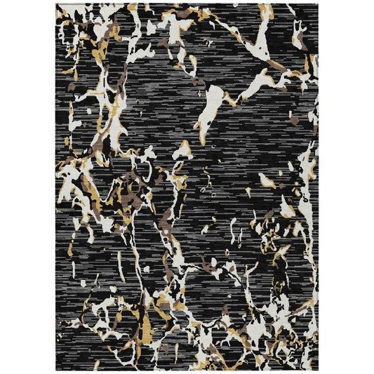 LOOMLAN Rugs Oceana Black Washable Indoor-Outdoor Rug