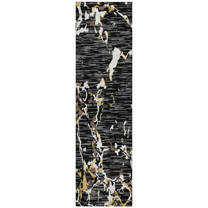 LOOMLAN Rugs Oceana Black Washable Indoor-Outdoor Rug