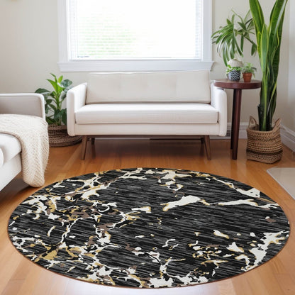 LOOMLAN Rugs Oceana Black Washable Indoor-Outdoor Rug