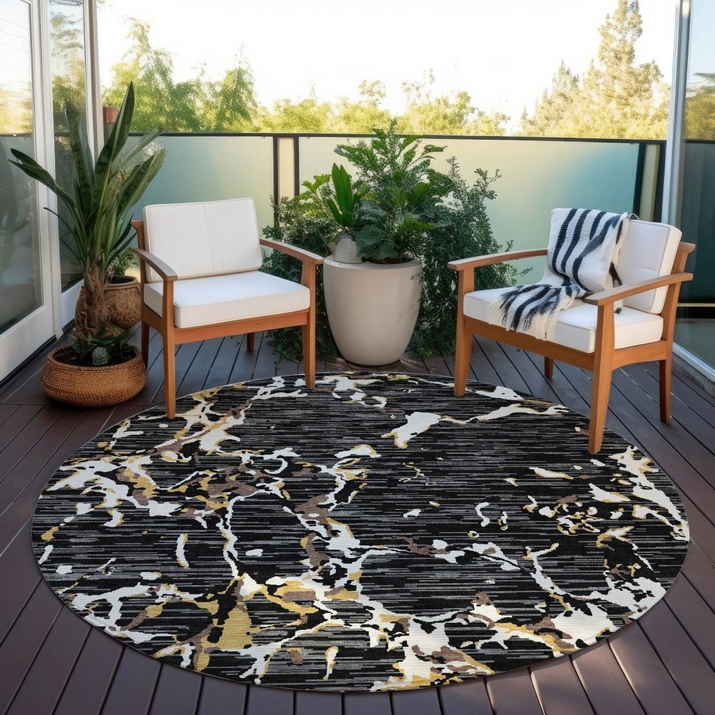 LOOMLAN Rugs Oceana Black Washable Indoor-Outdoor Rug
