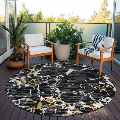 LOOMLAN Rugs Oceana Black Washable Indoor-Outdoor Rug