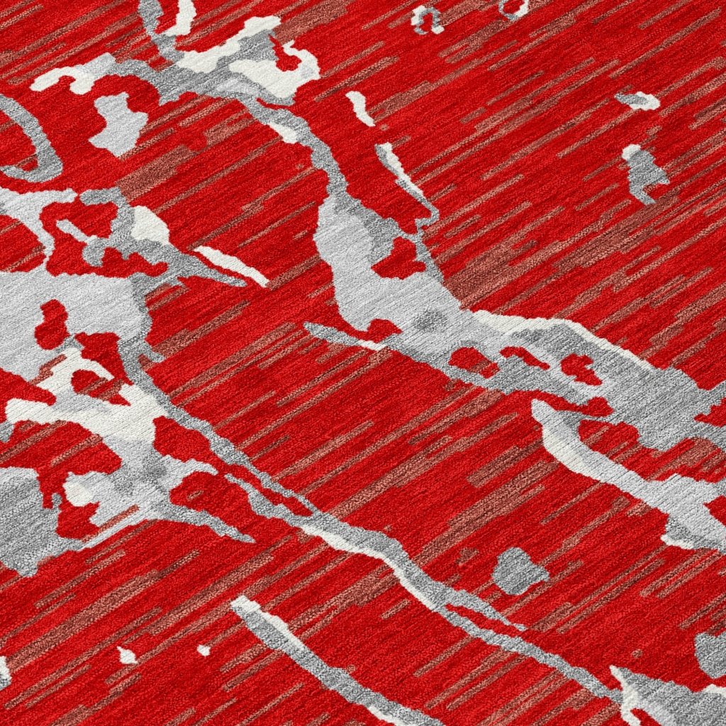 LOOMLAN Rugs Oceana Red Washable Indoor-Outdoor Rug