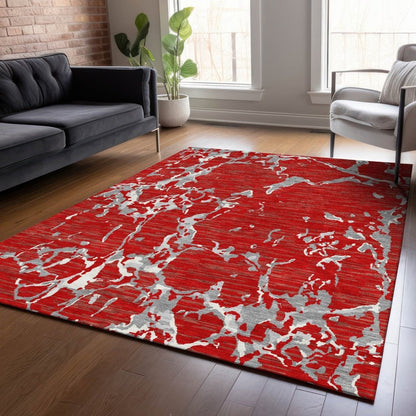 LOOMLAN Rugs Oceana Red Washable Indoor-Outdoor Rug