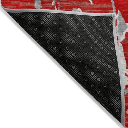 LOOMLAN Rugs Oceana Red Washable Indoor-Outdoor Rug