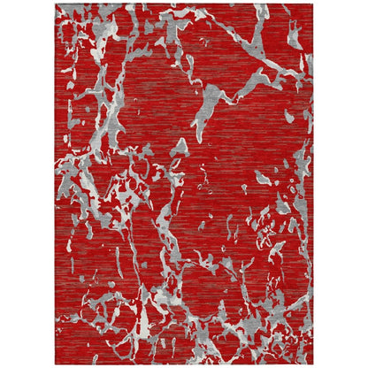 LOOMLAN Rugs Oceana Red Washable Indoor-Outdoor Rug