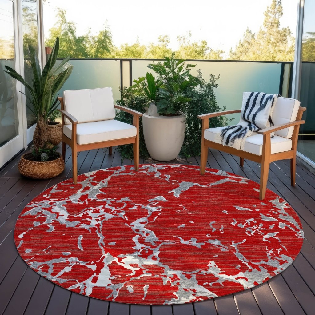 LOOMLAN Rugs Oceana Red Washable Indoor-Outdoor Rug