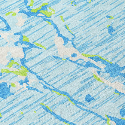 LOOMLAN Rugs Oceana Sky Washable Indoor-Outdoor Rug