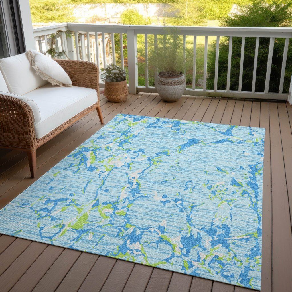 LOOMLAN Rugs Oceana Sky Washable Indoor-Outdoor Rug