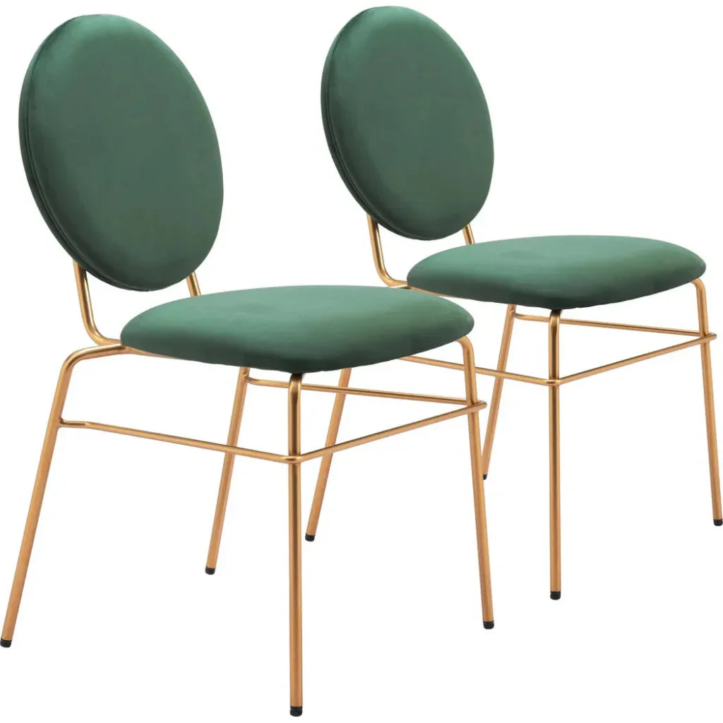 Zuo Modern Odessa Green & Gold Armless Dining Chair 2PC