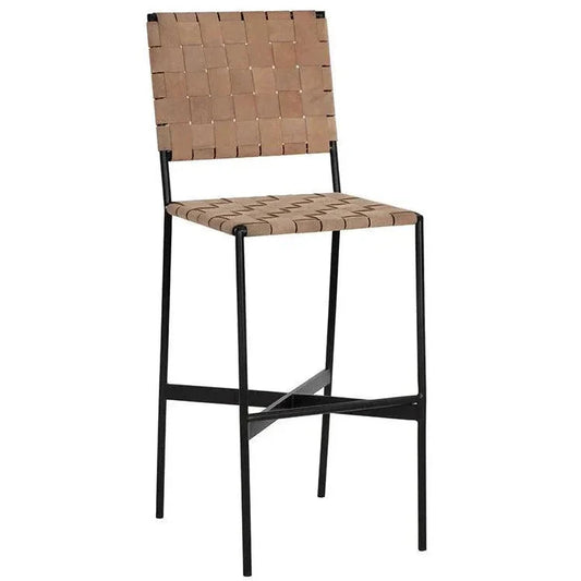 SUNPAN Omari Leather Unique Styled Barstool