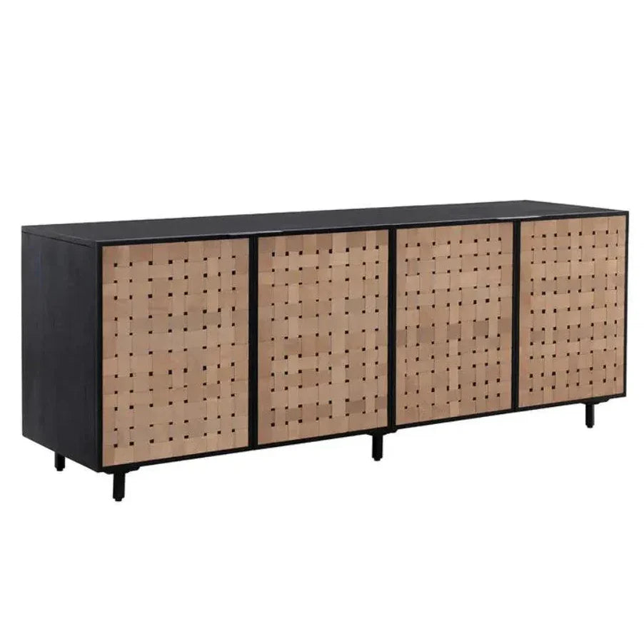 SUNPAN Omari Leather Warp Two Doors Accent Cabinet