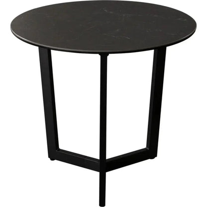 Diamond Sofa Onyx Ceramic Glass & Meta Black Round End Table
