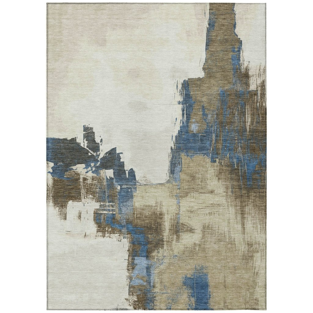 LOOMLAN Rugs Opalineh Brown Washable Indoor-Outdoor Rug