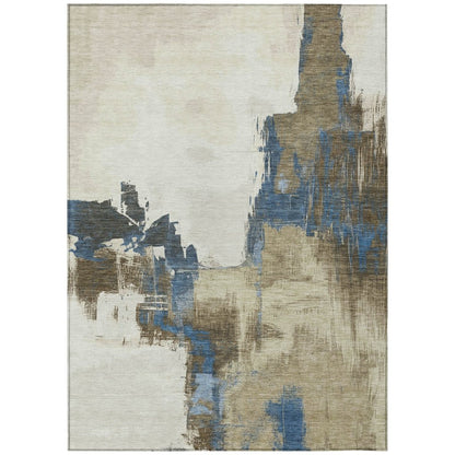 LOOMLAN Rugs Opalineh Brown Washable Indoor-Outdoor Rug
