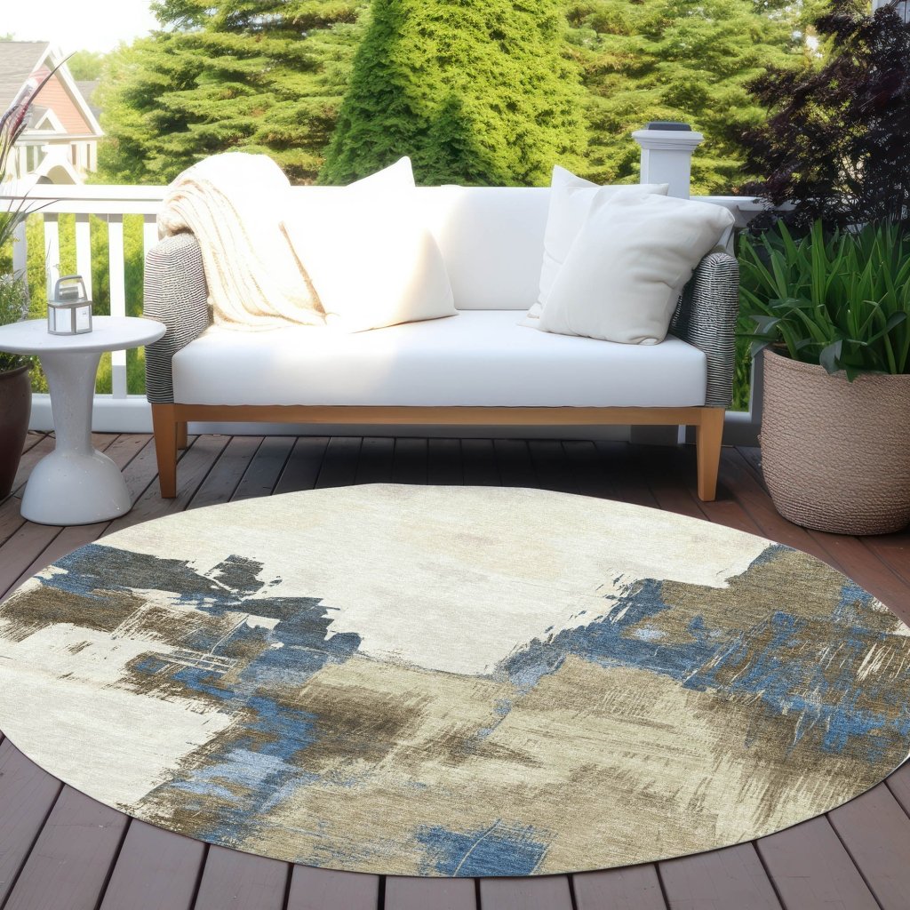 LOOMLAN Rugs Opalineh Brown Washable Indoor-Outdoor Rug