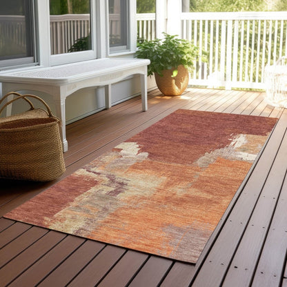LOOMLAN Rugs Orave Orange Washable Indoor-Outdoor Rug