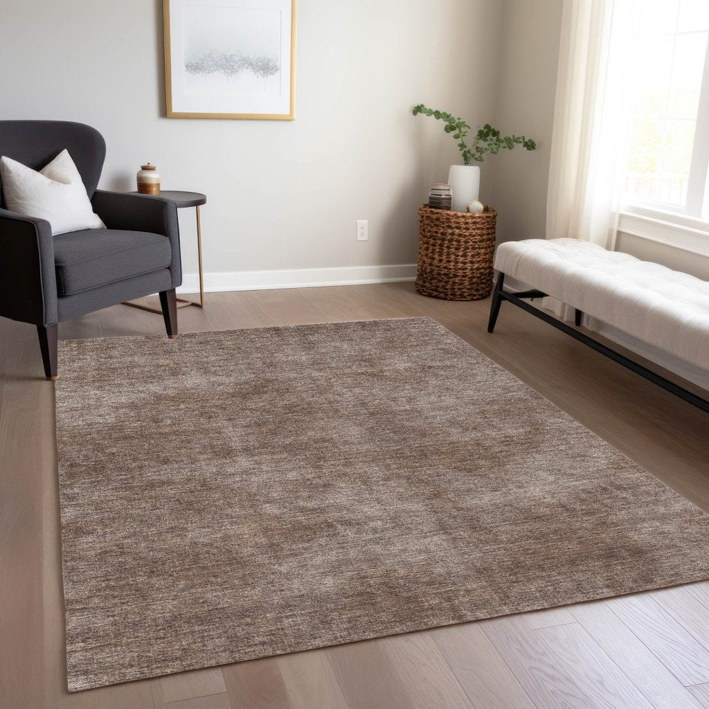 LOOMLAN Rugs Orlena Brown Washable Indoor-Outdoor Rug