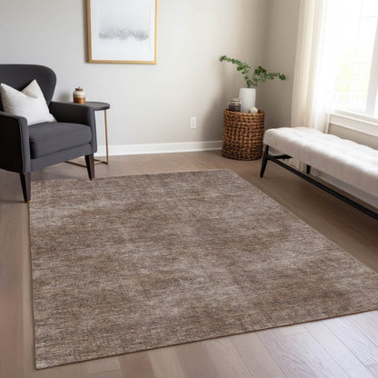 LOOMLAN Rugs Orlena Brown Washable Indoor-Outdoor Rug