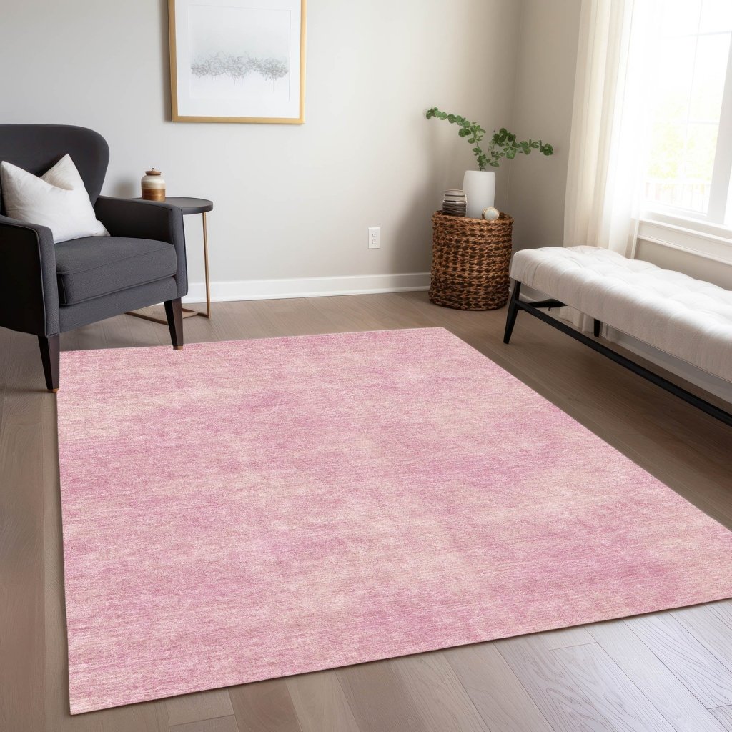 LOOMLAN Rugs Orlena Pink Washable Indoor-Outdoor Rug