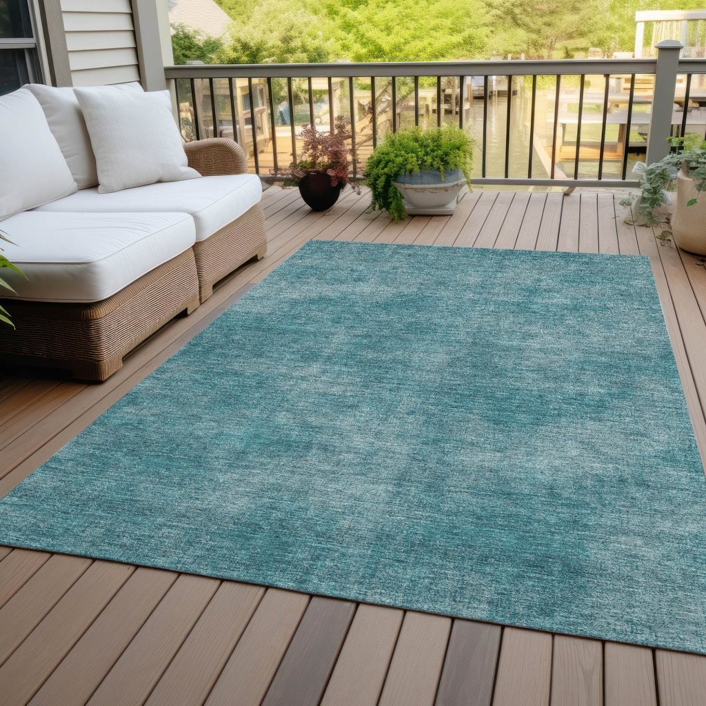 LOOMLAN Rugs Orlena Teal Washable Indoor-Outdoor Rug