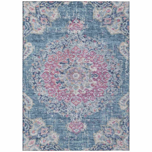 LOOMLAN Rugs Ornella Blue Washable Indoor-Outdoor Rug