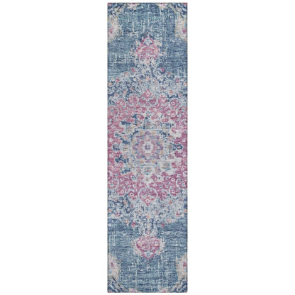 LOOMLAN Rugs Ornella Blue Washable Indoor-Outdoor Rug