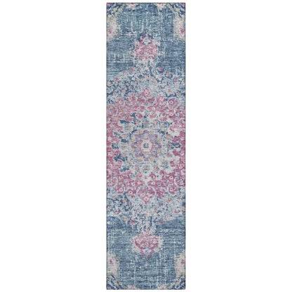 LOOMLAN Rugs Ornella Blue Washable Indoor-Outdoor Rug