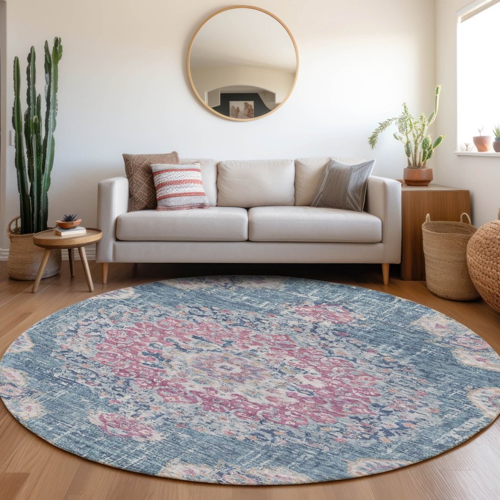 LOOMLAN Rugs Ornella Blue Washable Indoor-Outdoor Rug