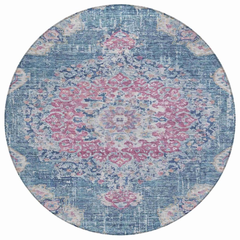 LOOMLAN Rugs Ornella Blue Washable Indoor-Outdoor Rug