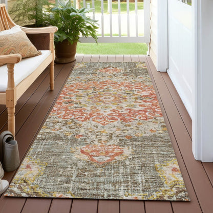 LOOMLAN Rugs Ornella Brown Washable Indoor-Outdoor Rug