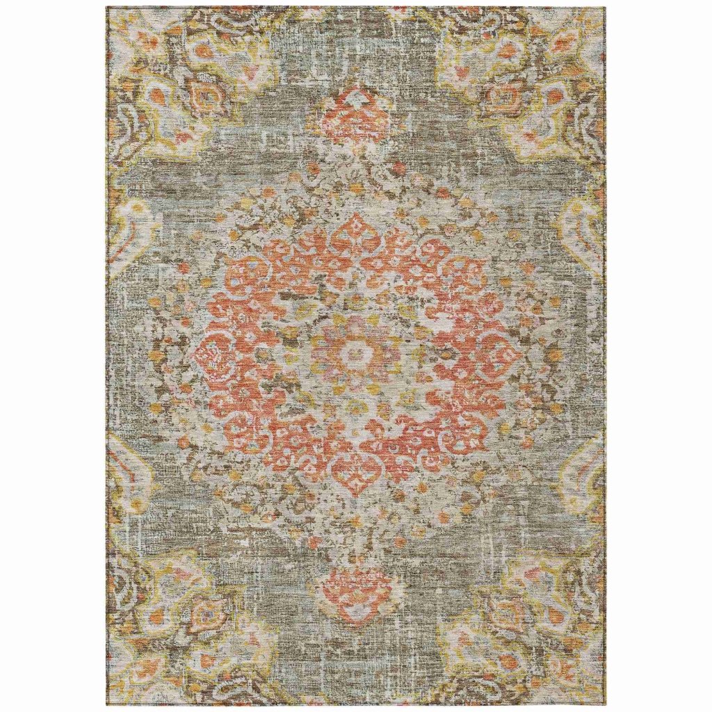 LOOMLAN Rugs Ornella Brown Washable Indoor-Outdoor Rug