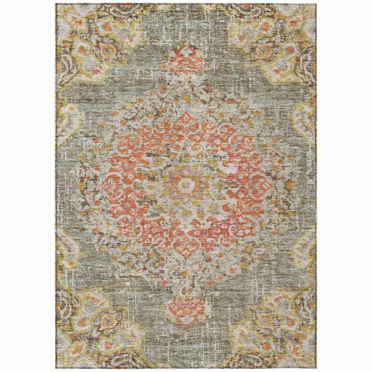 LOOMLAN Rugs Ornella Brown Washable Indoor-Outdoor Rug