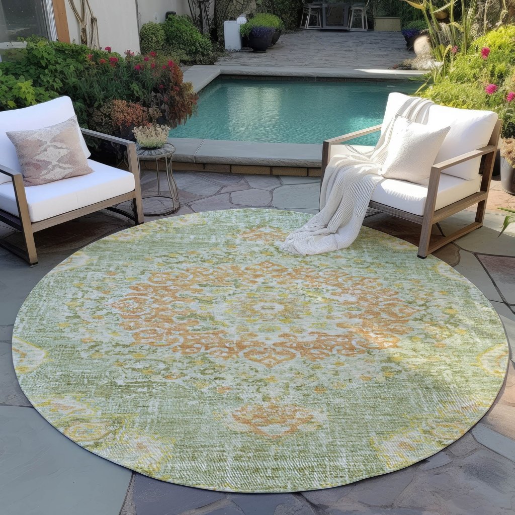 LOOMLAN Rugs Ornella Green Washable Indoor-Outdoor Rug