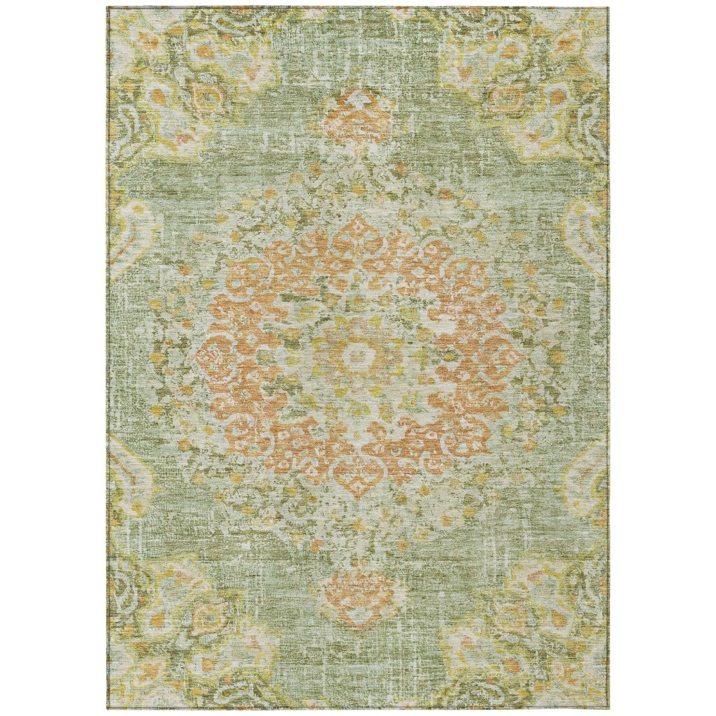 LOOMLAN Rugs Ornella Green Washable Indoor-Outdoor Rug