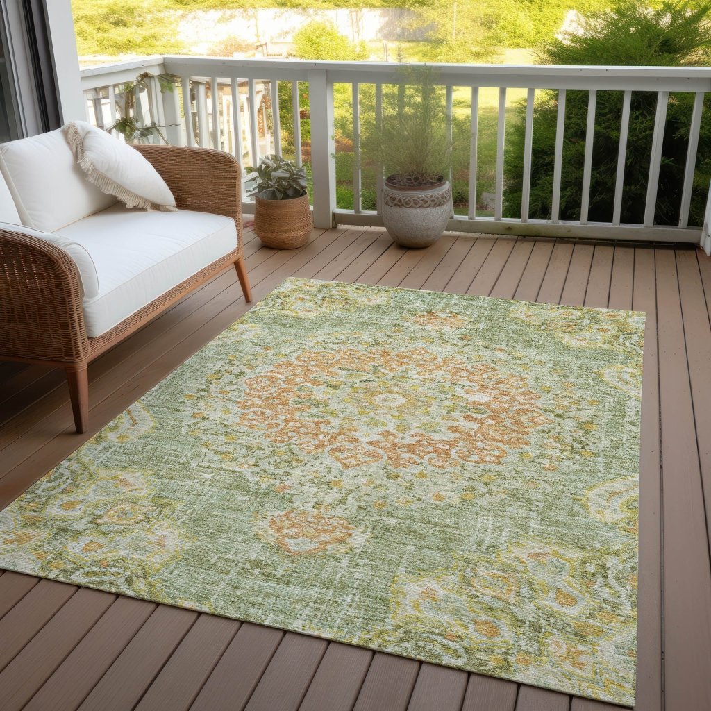 LOOMLAN Rugs Ornella Green Washable Indoor-Outdoor Rug