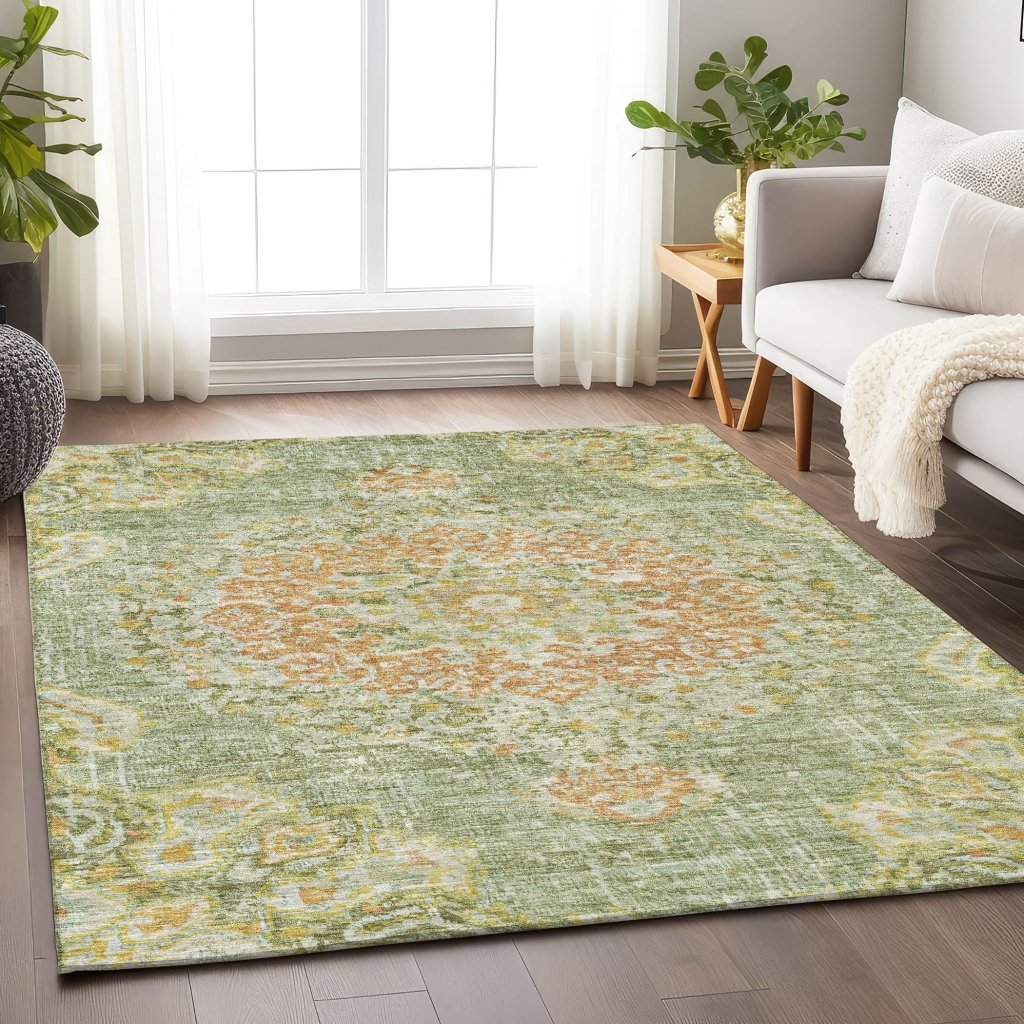 LOOMLAN Rugs Ornella Green Washable Indoor-Outdoor Rug